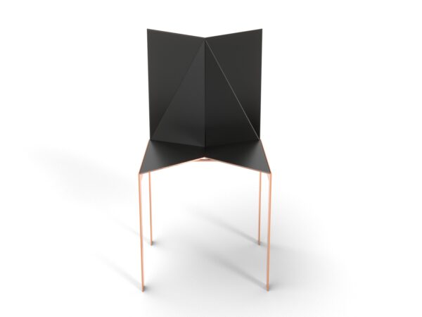 Chaise de la collection Origami, de la marque Kurudo, création de mobilier français, vue de face